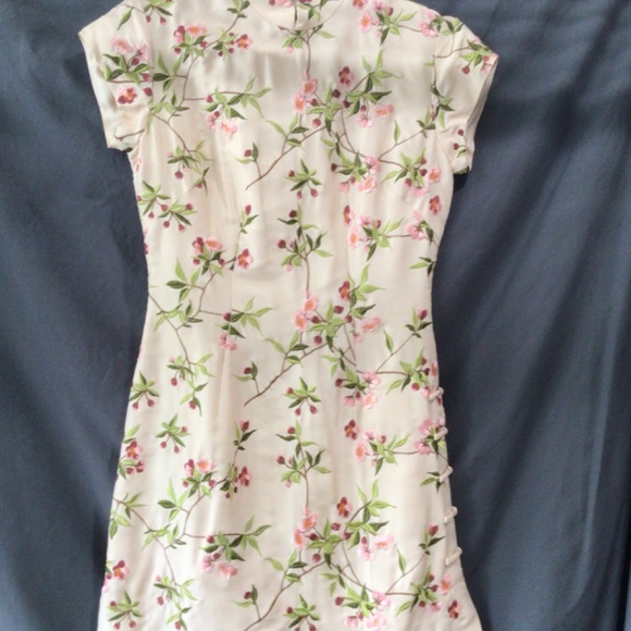 100% Silk Floral Pink Qipao from Shanghai Tang